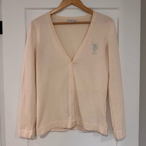U.S. Polo Assn. V-Neck Cardigan - rhinestone logo
